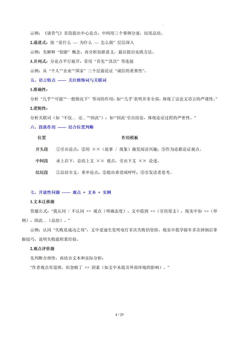 2025中考议论文阅读考什么？-第1张图片-厚德教育培训