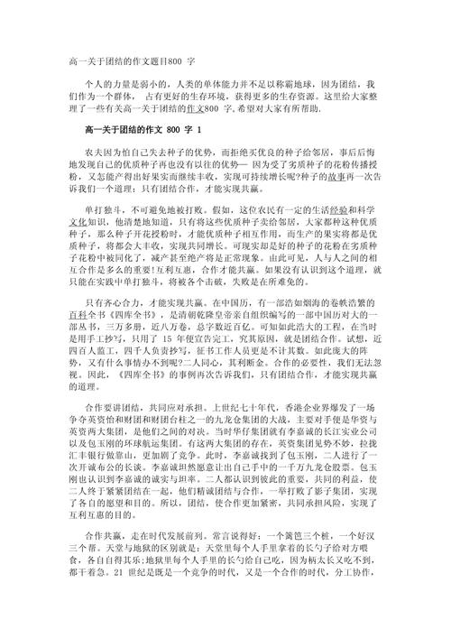 有关团结的议论文800-第2张图片-厚德教育培训